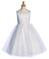 Girls Pearl Sequin Embroidered Tulle Tea Length Communion Plus Size Dress 8.5-20.5